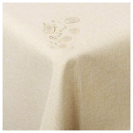 WOLTU TD3043ch Nappe de Table carré Aspect Lin imperméable résistant aux Taches,130x220cm Champagne