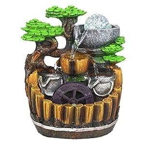 Desktop Fountain Resin Rockery Waterfall Tabletop Fountain Versierd met roterende kralen Soothing Sounds for Office & Home Decor Accessoires voor fonteinfonteinen in de tuin