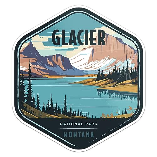 Glacier National Park Sticker - Waterproof Vinyl Decal for Car Bumper, Laptop, Water Bottle, Wall,...