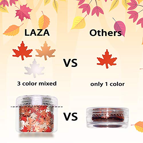 Laza Autumn Leaf Glitter, Fall Leaves Chunky Nail Glitter, Leaf Shaped Nail Art Sequin Flake Silver Copper Meteillc Red Mixed Diy Design Confetti For Decoration Festival - Maple #TOP5