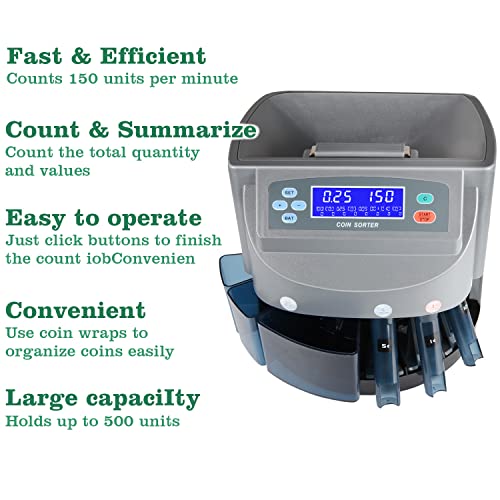 8T8 Usd Coin Counter Machine - Professional Automatic Coin Sorter And Wrapper/Roller With Lcd Display And 5 Coin Bins And Tubes #TOP2