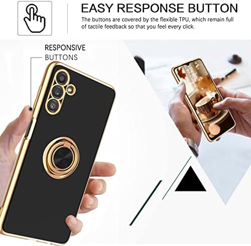 BENTOBEN Samsung Galaxy A13 5G Case with Ring, Phone case for Samsung A13 5G, Holder Edge Plating Rotation Kickstand Soft Silicone Bumper Slim Flexible Shockproof Protective Cover for Galaxy A13 5G