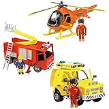 Fireman Sam Deluxe Friction Rescue Jupiter, Helicopter & Rescue Vehicle Set