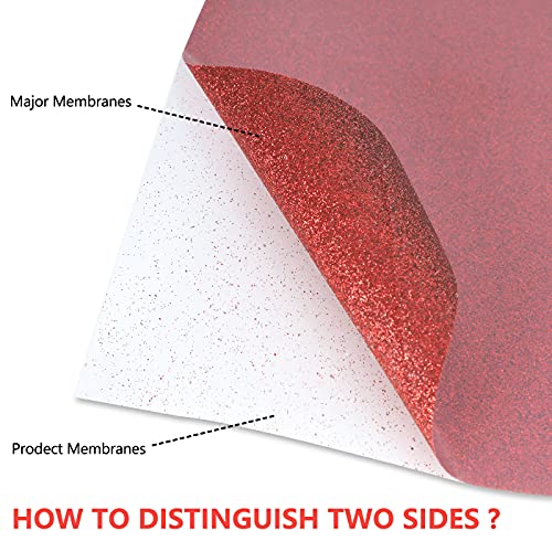 Image of guangyintong Glitter Heat Transfer Vinyl HTV Rolls, 12 inch x 8ft Iron on Vinyl for T-Shirts, Glitter Red HTV Vinyl for All Cutter Machines Easy to Cut & Weed for Heat Vinyl Design