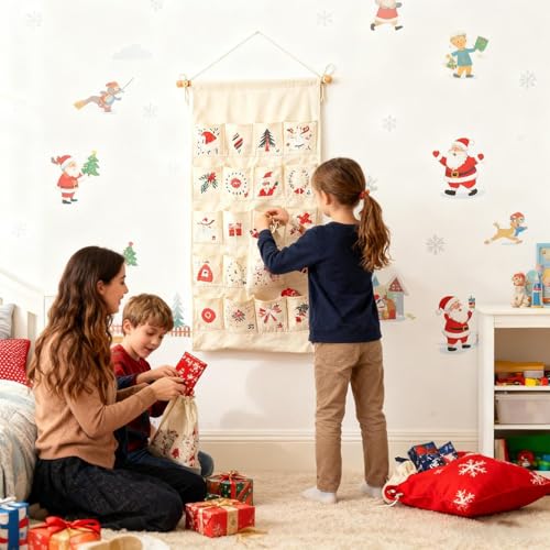 Calendrier de l'avent de poche sac de rangement compte à rebours 24 jours - 2