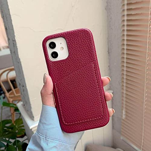 Porte-cartes iPhone 12 Pro Max intégré à une coque portefeuille rose foncé pour sortir léger