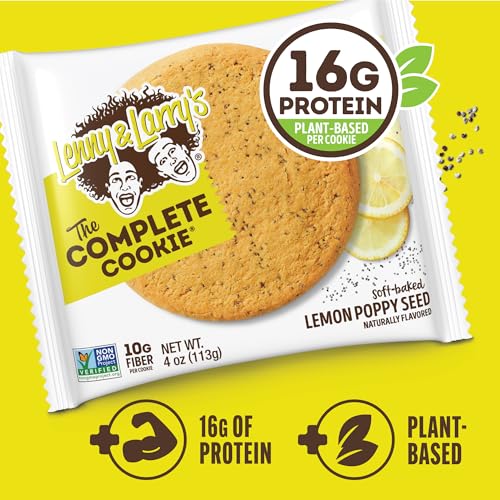 Image of Lenny & Larry's Complete Protein Cookie,[Lemon Poppy Seed],Chewy Soft Baked,16g Plant Protein,Vegan,Non-GMO,High Fiber,4 Ounce Cookie,(Pack of 24)