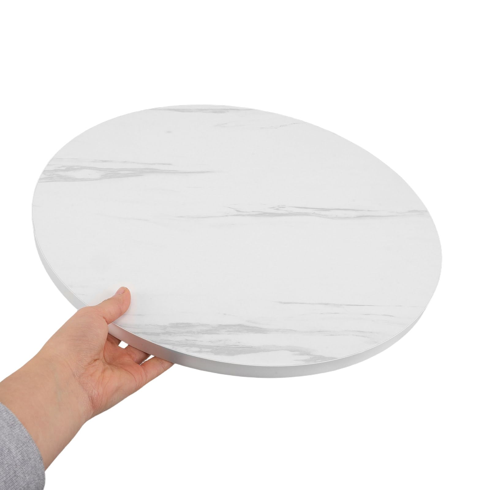 CALLARON Piano per Tavolo Rotondo Piano di Ricambio 40 Cm in Marmo Bianco Arrotondato Facile da Pulire Complemento per Tavolino da Caffè e Balcone Adatto a ed