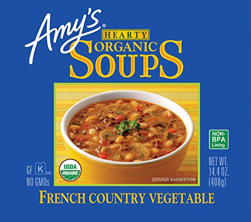 Image of Amy's Soup, Vegan Hearty French Country Vegetable Soup, Gluten Free, Made With Organic Rice, Vegetables and Herbs, Canned Soup, 14.4 Oz (Pack of 4)