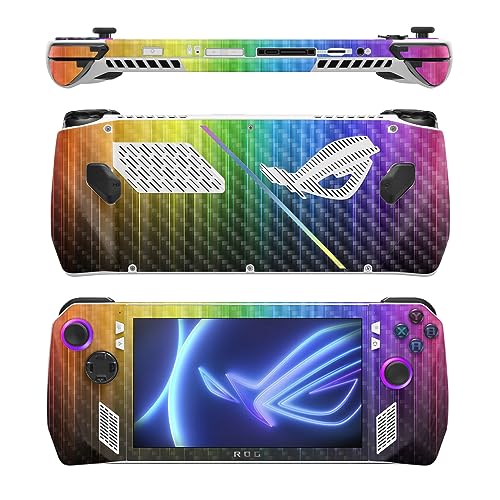 Image of MightySkins Carbon Fiber Skin Compatible with Asus ROG Ally - Rainbow Streaks | Protective, Durable Textured Carbon Fiber Finish | Easy to Apply
