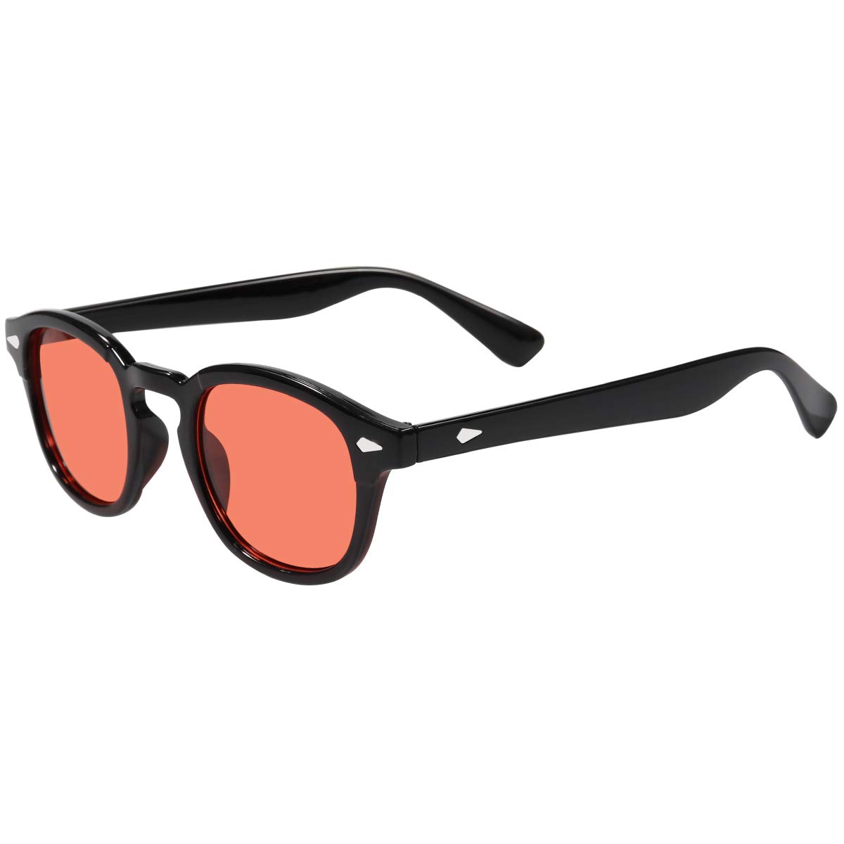 Bestum Inspired Square Sunglasses With Rivets Tinted Lens UV400 (Black, A Blue+A Red)