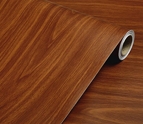 REDODECO Adhesive Wood Grain Paper Peel and Stick Furniture Stickers Wallpaper Cabinets Wardrobe Shelf Liners,15.8inch by 98inch (Brown)