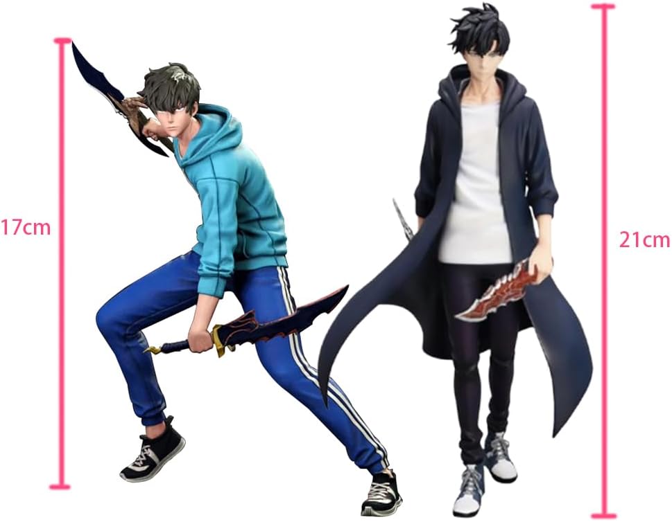 3pcs Sung Jin Woo Figure Anime Sung Jinwoo Statue Model 1/7 Fighting Pose Cartoon Manga Character Figure Desktop Decoration Collectibles Gift