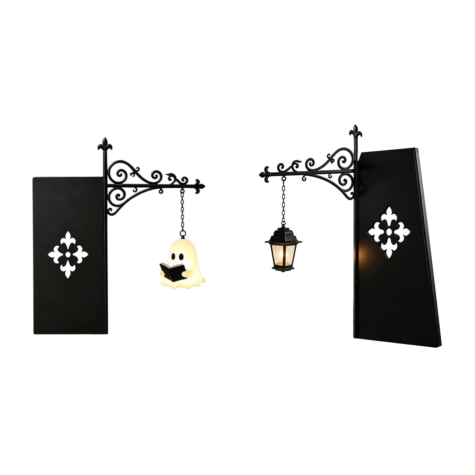 2Pcs Library Lantern Halloween Decorative Bookshelf Lighting Vintage Hanging Bookshelf Lights, Insertable Shelf Lighting Ornament for Bookcase, Antique Ghost Book Lamp Ornament Reading Corner Gift