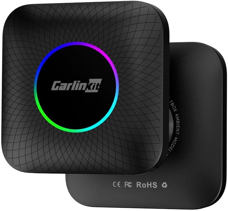Carlinkit Latest Ai Box LED, Android 13, Qualcomm 6225, 8GB+128GB, Wireless CarPlay Android Auto 3-in-1 Dongle comes with Google Play Store, Streaming Video, Only for the Vehicle with Wired CarPlay