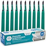 MED PRIDE Sterile Disposable Surgical Scalpels 10 Pack, Individually Wrapped Protective Caps, Plastic Handles, for Dermaplaning Crafts (#10 Stainless-steel)