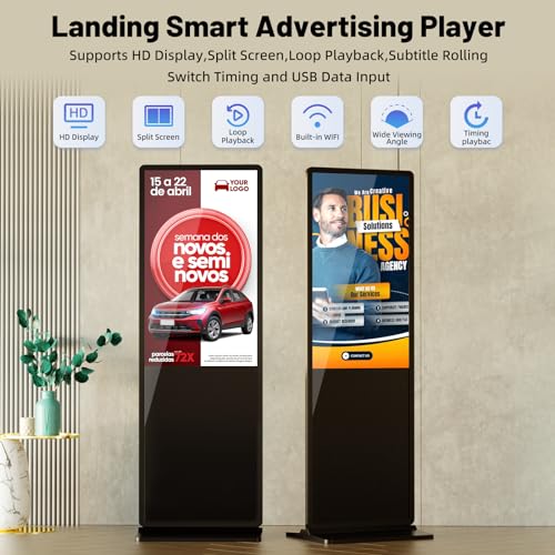 Image of JIYANG 32.5 Inch Indoor Digital Signage DisplaysKiosks LCD Totem Monitor with WiFi /USB Input Auto Media Player Android System(Black,No-Touchscreen)