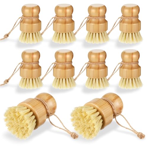 12 Pack Bamboo Dish Scrub Brushes Kitchen Dishwashing Scrubber Vegetable