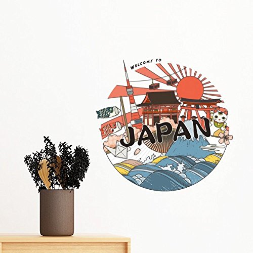 Sticker mural Edo décoration japonaise amovible pour masquer un mur abîmé