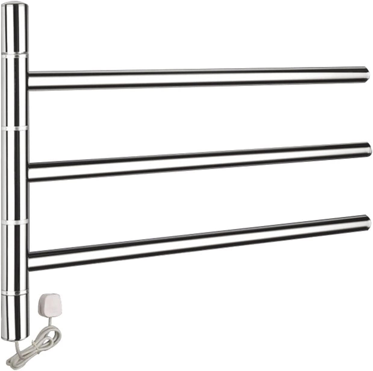 Electric Towel Warmer 180°Rotatable,Wall Mounted Heated Drying Racks,Stainless Steel (Mirror Polishing) (Hardwired)