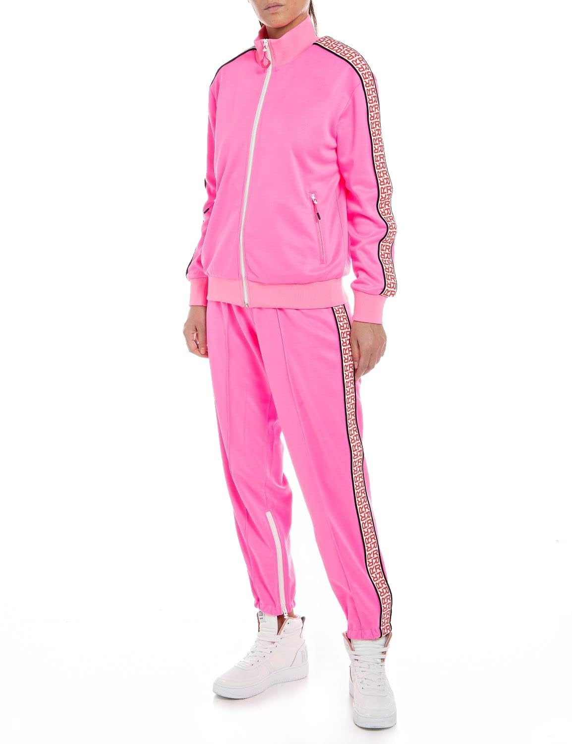 REPLAY Adult W3712A Tech Fleece Sweatshirt, Pink Fluo 817, M