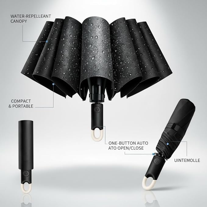Image of Umbrella for Women | Umbrellas for Men | UV Coated 3 Fold Umbrella for Rain with Auto Open and Close Small Folding Travel-Foldable Windshield