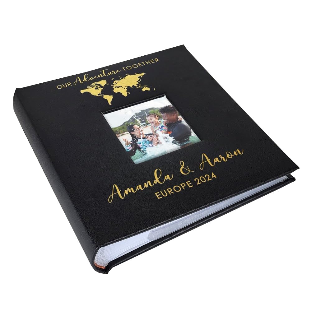 Small Personalized Adventure Photo Album Leatherette Holds 100 Photos Travel Memory Book