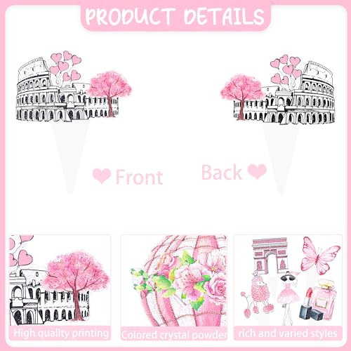 Paris Party Cupcake Toppers 48Pcs Pink Paris Theme Birthday Cupcake Picks Paris Baby Shower Cake Decorations Eiffel Tower Birthday Cake Picks for I Love Paris Party Supplies for Girls - Image 4