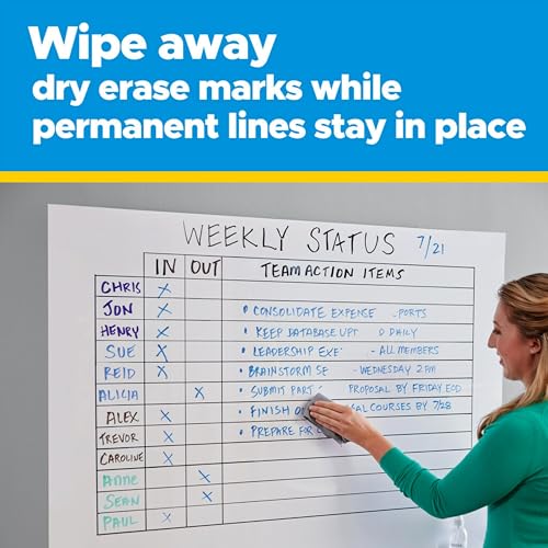 Post-it Easy Erase Permanent Marker Whiteboard Surface Permanent Marker Wipes Away with Water 6 ft x 4 ft White Dry Erase Whiteboard Film (EE6x4) by Post-It - Image 8