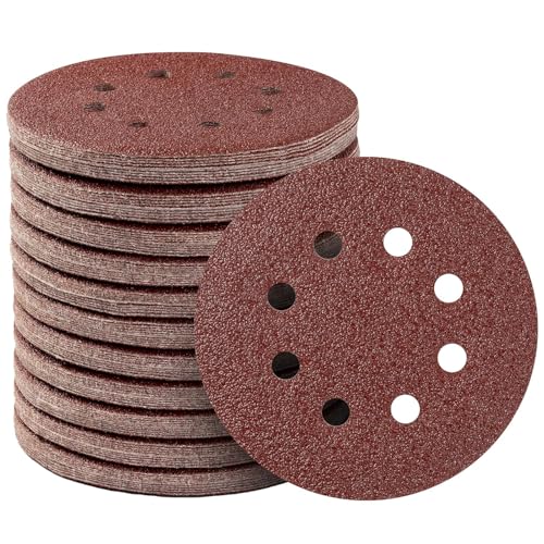 Selead 120 Pièces de Papier Abrasif 125mm 10 Trous Disques Abrasifs Granulométrie P40-600 Papier Abrasif Rond Pour Ponceuse Excentrique