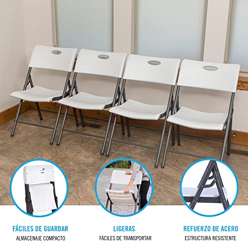 LIFETIME 92114-4er-Pack Ultra-resistente Klappstühle aus Kunststoff/Stühle für Events, Gastronomie, Büro, Outdoor und Indoor/Leichte und vielseitige Klappstühle