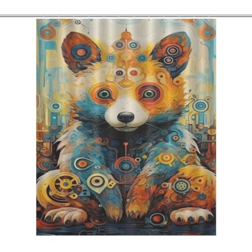 Rideau de douche ours imperméable lavable tissu polyester 152x183cm avec crochets