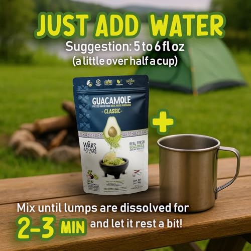 WAKS & SNACKS Freeze Dried Guacamole Classic |100% Fresh Hass Avocados, Perfect for Tortilla Chips | Energizes Camping & Hiking Meals | Vegan, Gluten-Free Guac Dip for Snacks | 2 Avocados | 2 oz, 1-Pack - Thumbnail 4