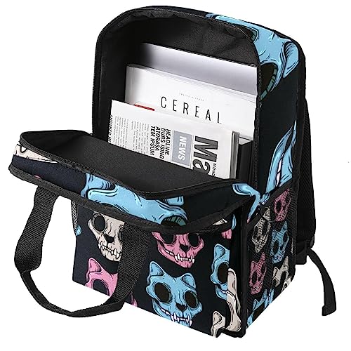 Sac à dos tête de mort ajustable et cartable multicolore 35cm
