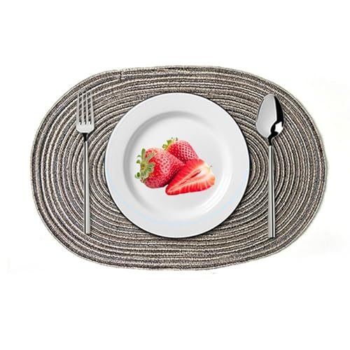 Sets de table design ovale uni anthracite et noir de table - 2