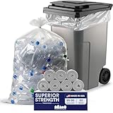Plasticplace 95-96 Gallon Garbage Can Liners 1.5 Mil Clear Heavy Duty Trash Bags, 61 x 68”, 50 Count