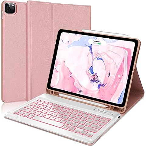 Keyboard Case for iPad Air 13 inch 2024 and iPad Pro 12.9 Case with Keyboard 6th/5th/4th/3rd Gen, Magnetic Detachable Slim Wireless Keyboard, 7 Colors Backlit, Smart Folio Cover with Pencil Holder Cover