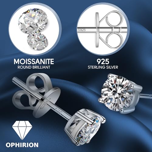 Realistic Diamond Alternative Earrings – Moissanite Studs for Men & Women, 925 Sterling Silver, White Gold Plated, Hypoallergenic, GRA Certified, Gift Box Included (1.0 & 1.6 CTW)4