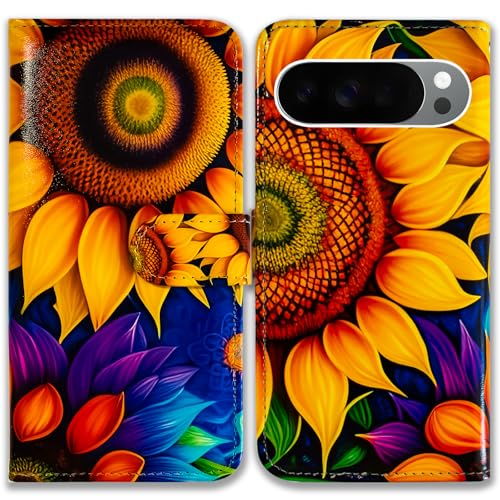 Étui Pixel 10 Pro XL Bcov jaune tournesol en cuir à rabat