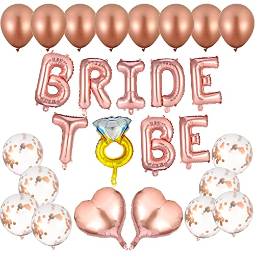 Popuppe Bride To Be Decoration Accessoire EVJF Decoration EVJF Ballons EVJF Ballon Mariage Rose et Rose Gold pour Mariée Hen Party Soirée Decoration Mariage Fête Célibataire