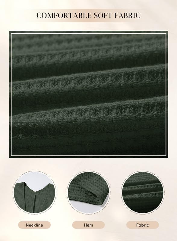 SHEWIN Women's Cardigans Casual 3/4 Short Sleeve Open Front Waffle Knit Lightweight Kimonos Cardigan Sweaters for Women - Image 4