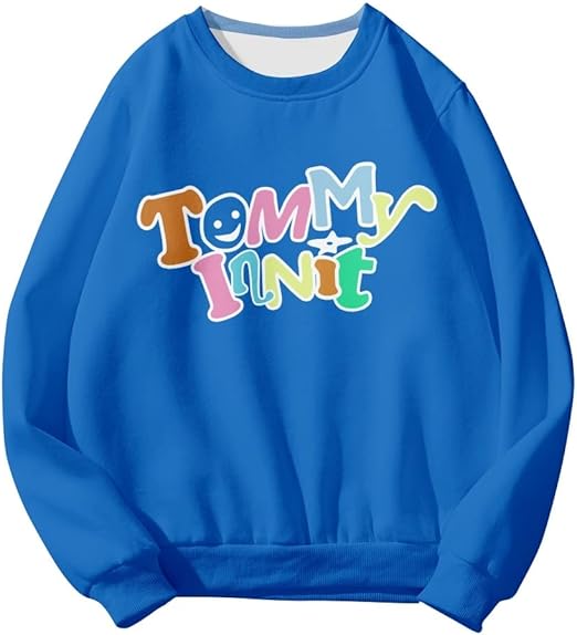TommyInnit Sweatshirt Dream Team SMP Merch Round Neck Long Sleeve Blue