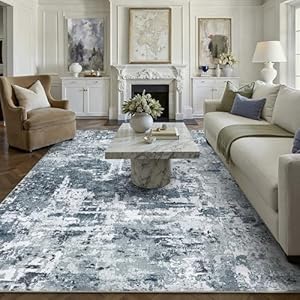 PureCozy 8x10 Washable Area Rug Beige Abstract Non Slip Carpet for Living Room Bedroom Soft Low Pile Neutral Modern Throw Indoor Large Rug Office Dining Room