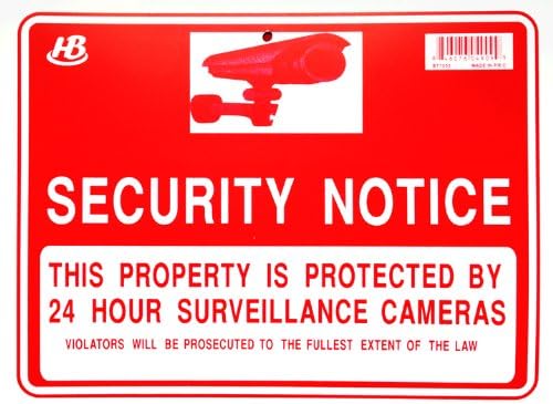 Amazon.com : Security Notice 24 hour Surveillance Camera Warning Sign ...