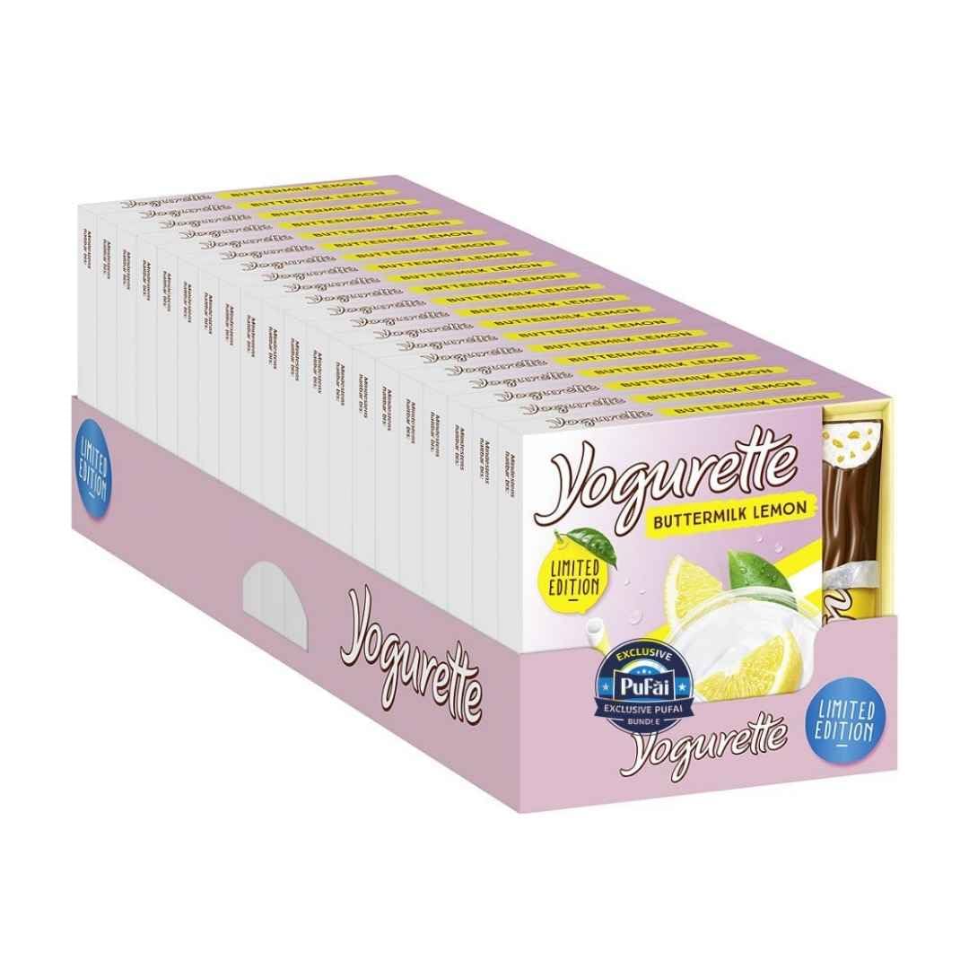 PUFAI Bundle – Schokoriegel Buttermilch Zitrone 50g x20 – Schokolade mit Buttermilchfüllung & Zitronengeschmack, Snack Riegel