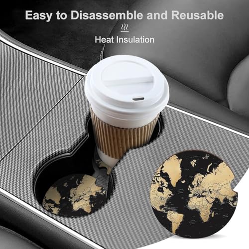 Portavasos para coches con diseño de mapa mundial, pack de 2 miniatura 4