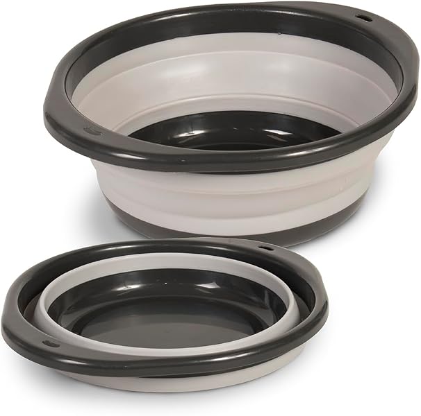 Glad grey collapsible plastic and rubber large mixing bowl with handles