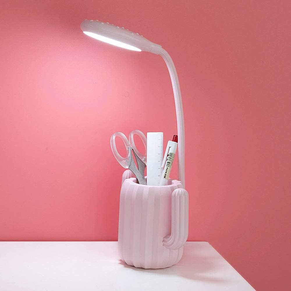 Modern Eye Protection lamp,LED Desk Lamp with Pen Holder,USB Rechargeable Night Light Flexible Gooseneck Bedside Lamp Dimmable with Touch-Sensitive Switch