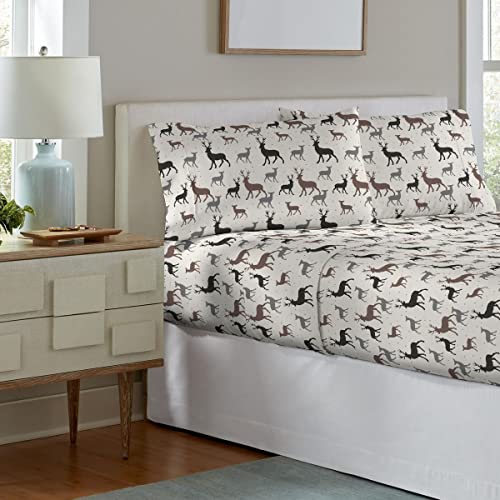 Pointehaven Flannel 170 Gsm Sheet Set,Full Autumn Deer #TOP1