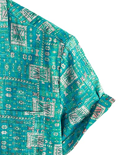 Vatpave Mens Front Pocket Hawaiian Shirts Casual Floral Shirts Short Sleeve Button Down Beach Tropical Shirts 3X-Large Light Blue Flower #TOP3